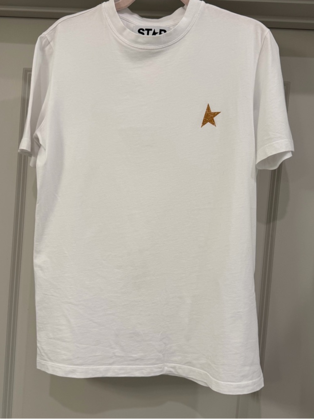 Golden Goose White Tee with Gold Star Patch